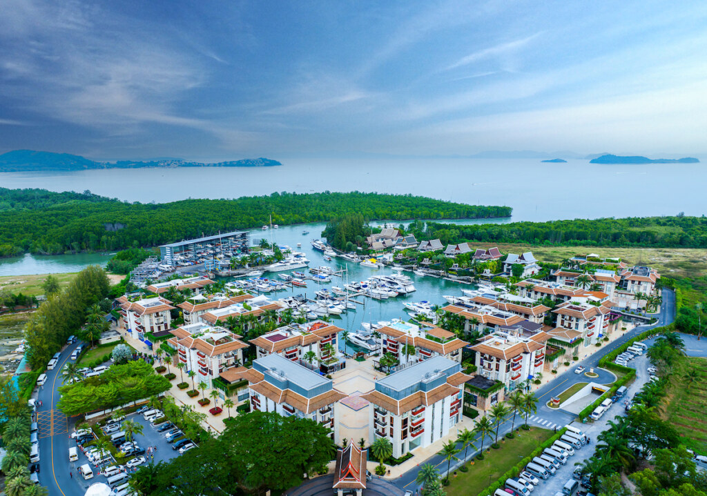 Aerial view of Royal Phuket Marina, the Lifestyle Marina in Phuket