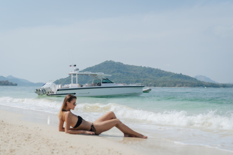 Axopar 37 high speed yacht charter at Royal Phuket Marina