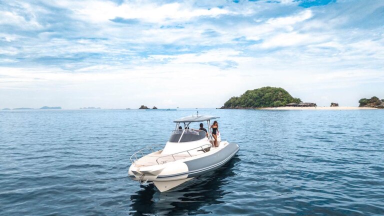 Tiger Lily 39 ft motor yacht private charter at Royal Phuket Marina