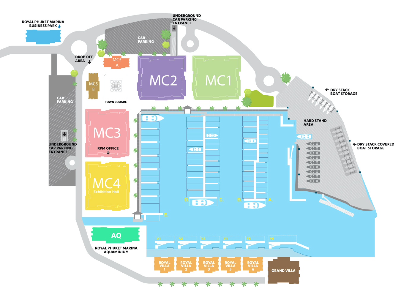 Royal Phuket Marina tenants map showing MC buildings