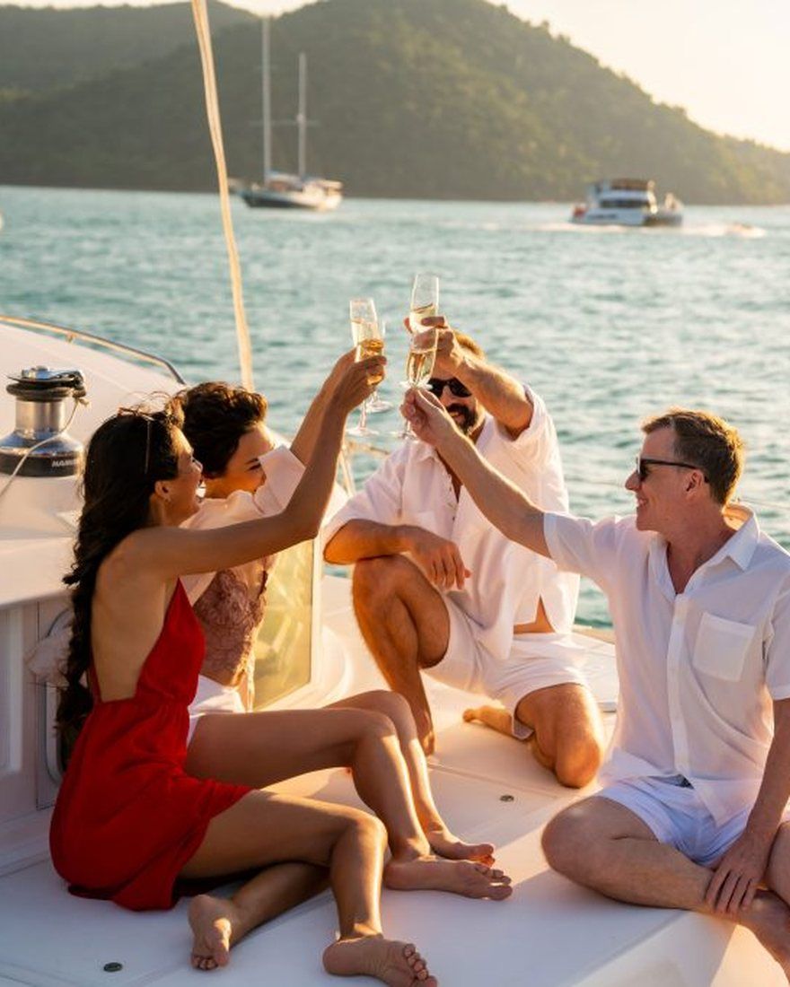 A sunset charter leaving Phang Nga Bay